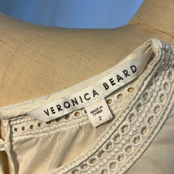 Veronica Beard White Blouse with Lace and Beautiful Embellishment Size 2 - Picture 13 of 15